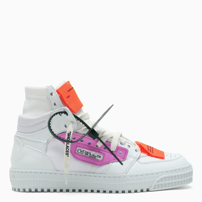 Off-white 3.0 Off Court Leather High-top Trainers In White,fuchsia