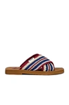 Chloé Multicolor Crochet Woody Flat Sandals In Multicolor Blue
