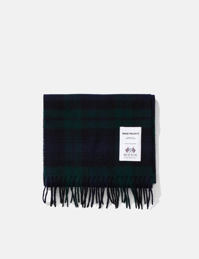 Norse Projects Moon Checked Lambswool Scarf In Black