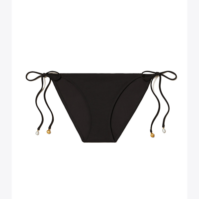 Tory Burch Solid String Bikini Bottoms In Black