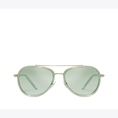 Tory Burch Eleanor Pilot Sunglasses In Mint Green