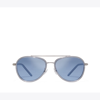 Tory Burch Eleanor Pilot Sunglasses In Azure