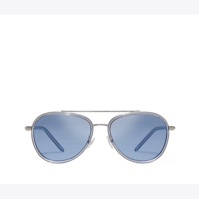 Tory Burch Eleanor Pilot Sunglasses In Azure
