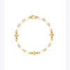 Tory Burch Roxanne White Logo Chain Necklace In Gold