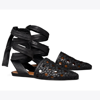 Tory Burch Basket-weave Wrap Flat In Perfect Black
