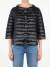 Herno Nylon Reversible Down Cape Coat In Black
