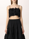 Msgm Cropped Top With Ruches In Black