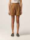 Kenzo Paperbag Cotton Shorts In Tobacco