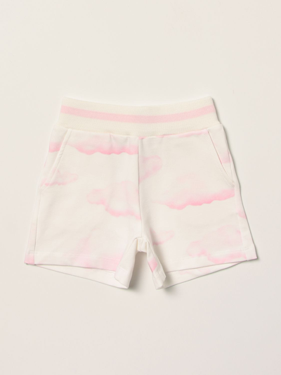 Monnalisa Kids' Cotton Shorts With Print In Yellow Cream