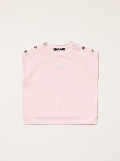 Balmain Babies' Tank Top With Logo In Pink