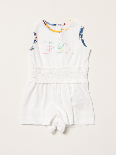 Emilio Pucci Babies' Playsuit With Logo In White
