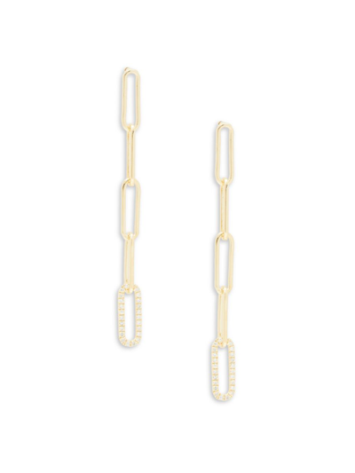 Effy Women's Goldplated Sterling Silver & 0.13 Tcw Diamond Chain Dangle Earrings
