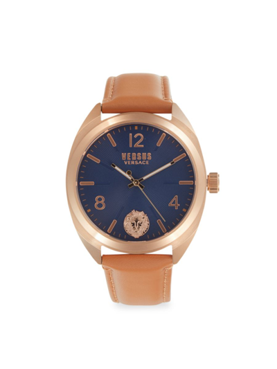 Versus Men's 44mm Stainless Steel & Leather Strap Watch In Blue