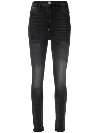 Philipp Plein Iconic High-waist Jeggings In Grey