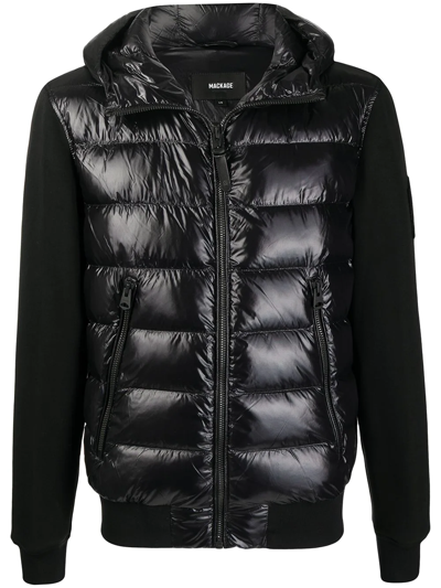 Mackage Hooded Quilted-panel Jacket In Black