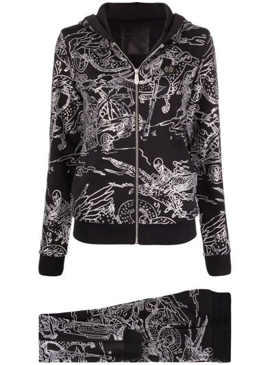 Philipp Plein Stones Skeleton Tattoo Tracksuit In Black