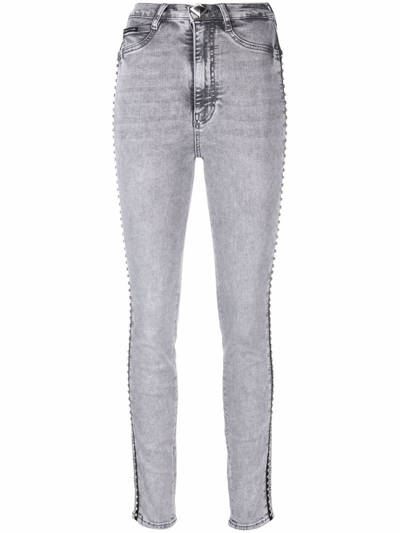 Philipp Plein Gemstone High-waist Jeggings In Grey