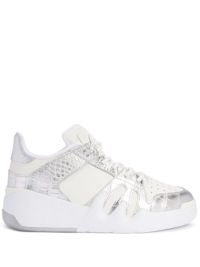 Giuseppe Zanotti Talon Crocodile-effect Leather Sneakers In White