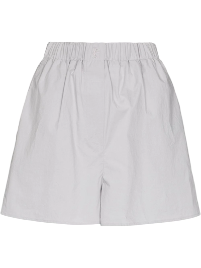 The Frankie Shop Lui Organic Cotton Poplin Boxer Shorts In Grey