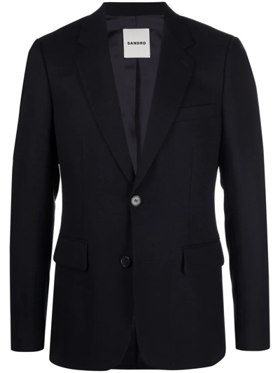 Sandro Single-breasted Wool Suit Jacket In Marine