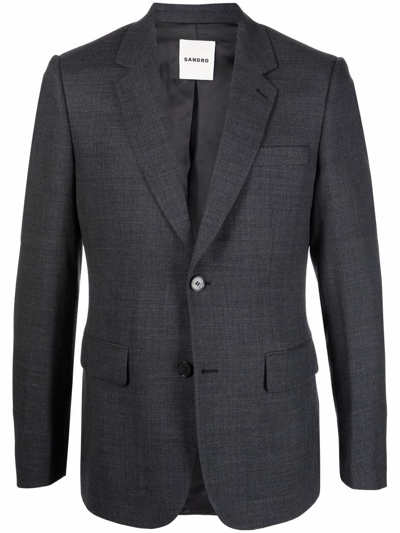 Sandro Single-breasted Wool Suit Jacket In Grey