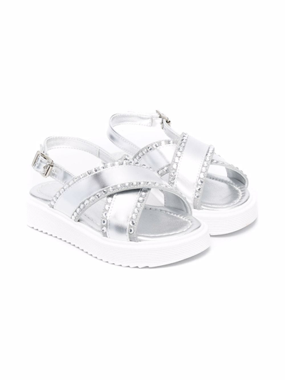 Montelpare Tradition Teen Metallic-effect Embellished Sandals In Silver