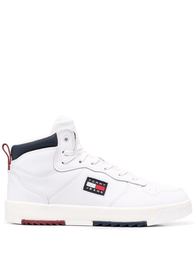 Tommy Jeans Basket Mid-top Leather Sneakers In White
