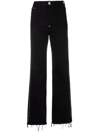 Philipp Plein Crystal-embellished Wide Jeans In Black