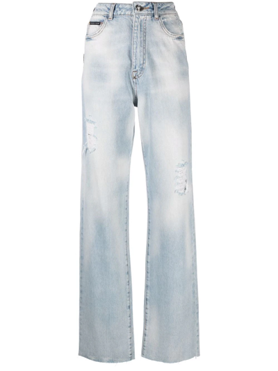 Philipp Plein Palazzo-cut High-waist Jeans In Blue