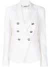 Philipp Plein Double-breasted Fitted Blazer In White
