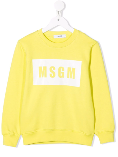 Msgm Teen Logo-print Crew Neck Sweatshirt In Green
