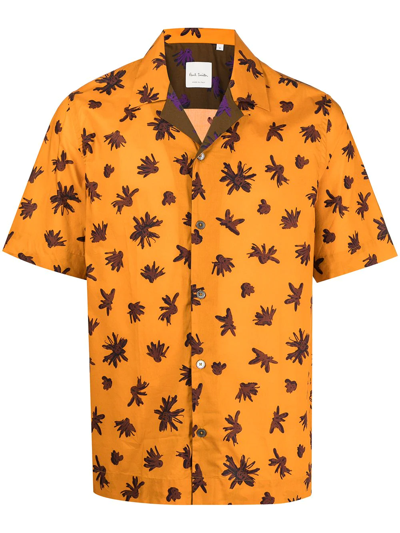 Paul Smith Floral-print Cotton Shirt In Orange