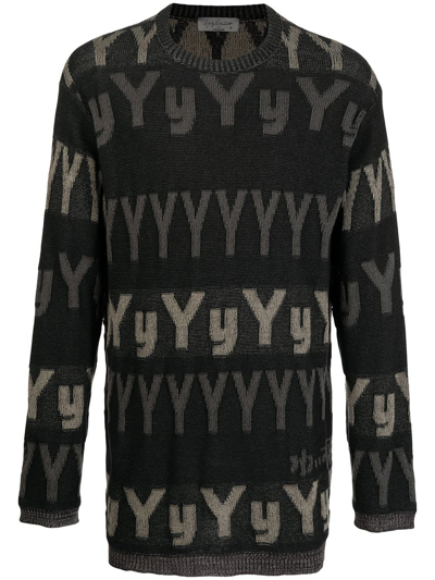 Yohji Yamamoto All Over Logo Knit Sweater In Black