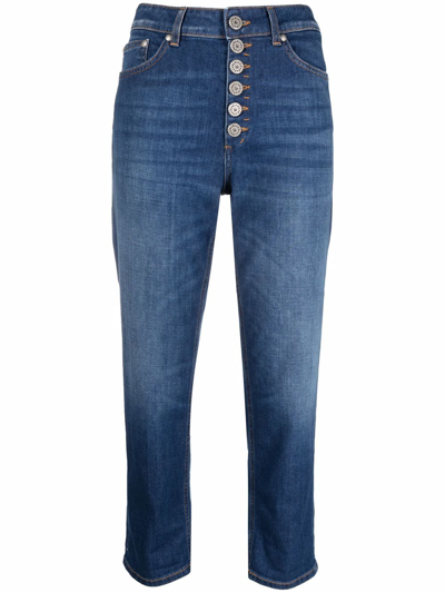 Dondup Cropped Button-down Jeans In Blue