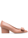 Ferragamo Viva 55mm Leather Vara Bow Pumps In Neutrals