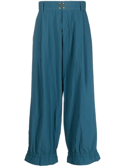 Kolor Cropped Straight-leg Trousers In Blue