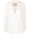 Twinset V-neck Cropped Sleeve Blazer In White