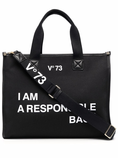 V-73 Responsability Tote Bag In Black