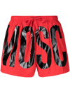 Moschino Logo Print Swim Shorts In Red