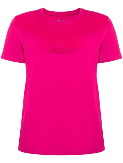 Woolrich Debossed-logo T-shirt In Pink