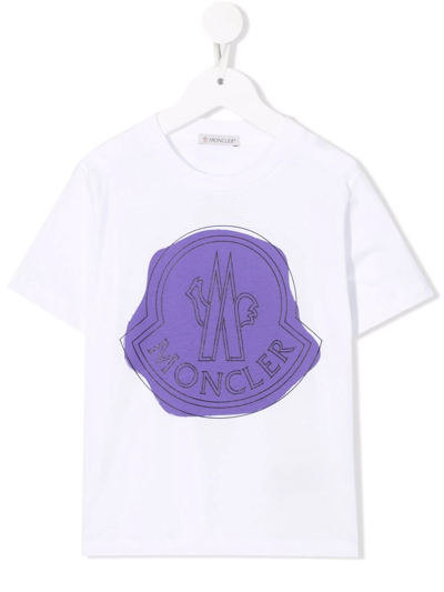 Moncler Kids' Logo-print T-shirt In White