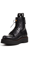 R13 PLATFORM COMBAT BOOTS BLACK