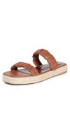 Staud Women's Maya Ruched Espadrille Slide Sandals In Tan