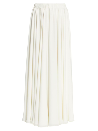 The Row Ruth Pleated Cotton Midi Skirt In Off White