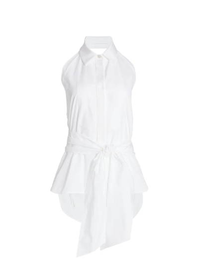 Max Mara Rupia Cotton Halter Belted Blouse In White