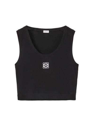 Loewe Cropped Anagram Tank Top In Black White