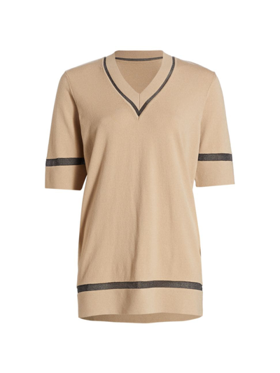 Saks Fifth Avenue Collection Mesh-trim Tunic In Sesame