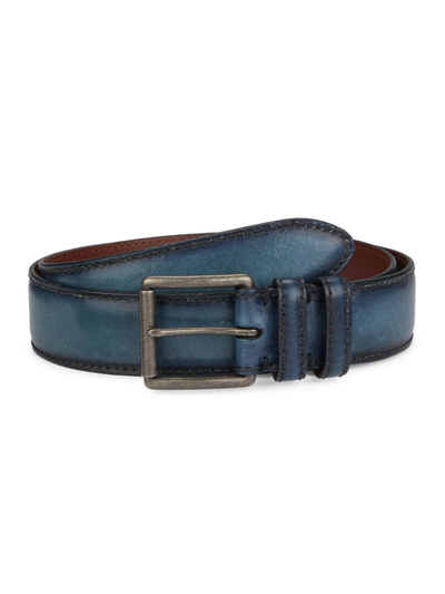 Saks Fifth Avenue Collection Hand Burnished Leather Belt In Navy