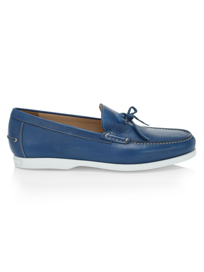 Saks Fifth Avenue Collection Leather Boat Shoes In Cobalt