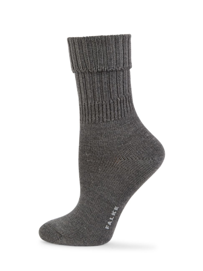 Falke Striggings Rib Wool-blend Crew Socks In Dark Grey